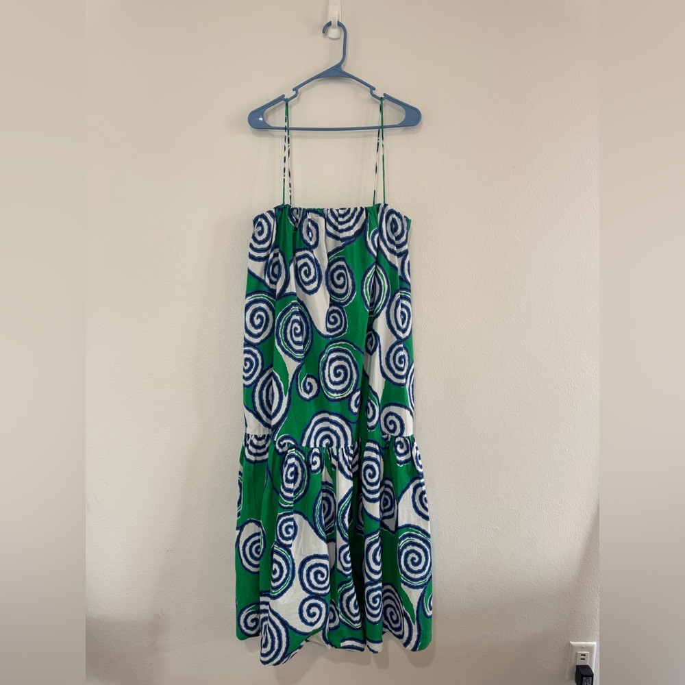 RHODE Green and Blue Swirl Maxi Dress